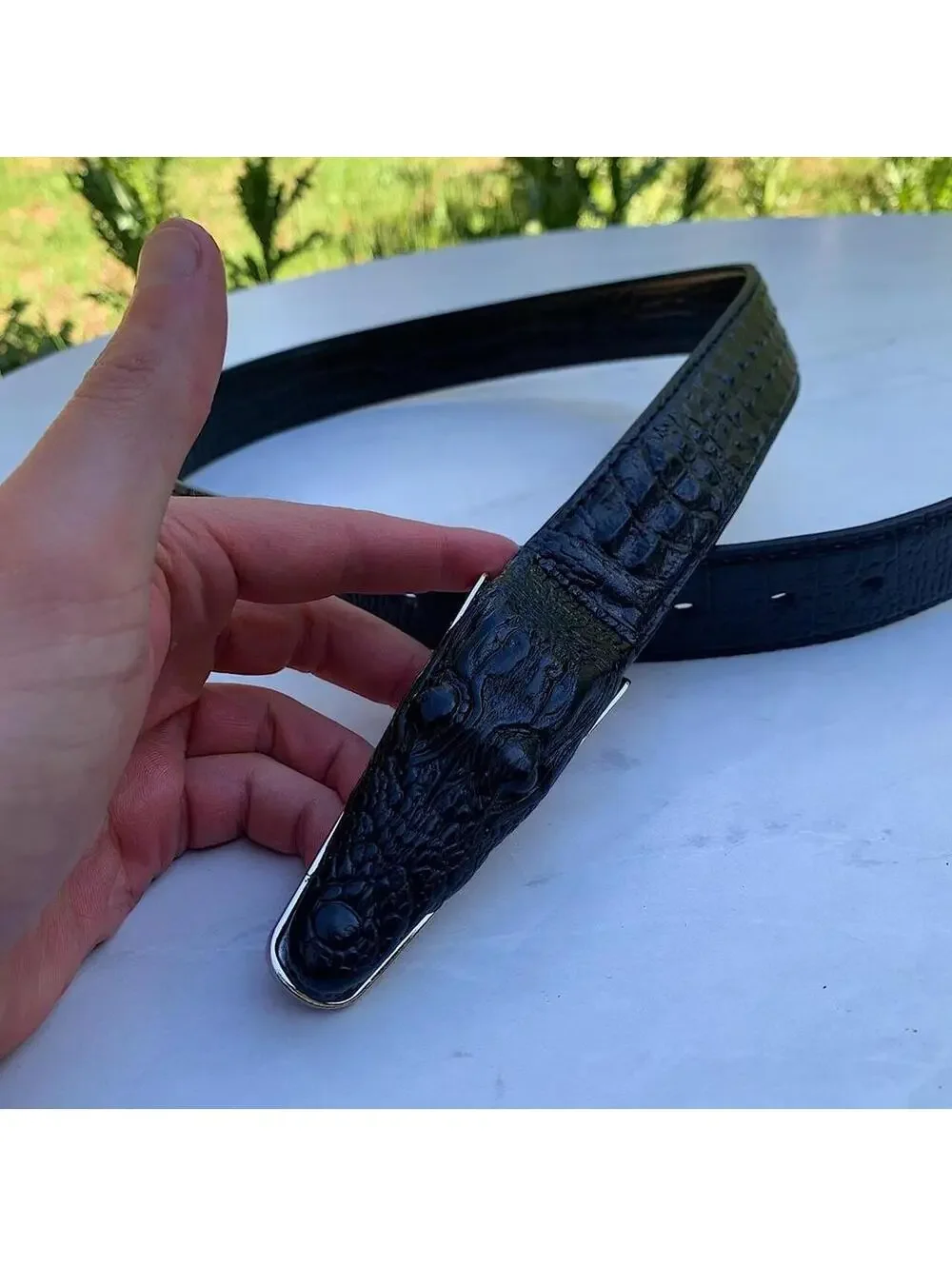 Crocodile Head belt buckle Leather belt. Super cool unique design and great qual
